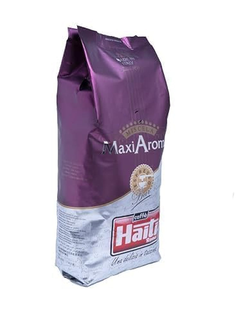 Café Caffè Haití Roma Maxi Aroma en envase de 1 kg. Mezcla equilibrada, tostado artesanal, elaborado en Italia.