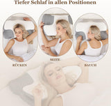 Wellsync Almohada para el cuello Almohada ergonómica Almohada viscoelástica Almohada ortopédica para personas que duermen de lado Personas que duermen boca arriba Personas que duermen boca abajo Dolor de cuello Blanco Gris Almohadas ortopédicas cervicales Naty Shop