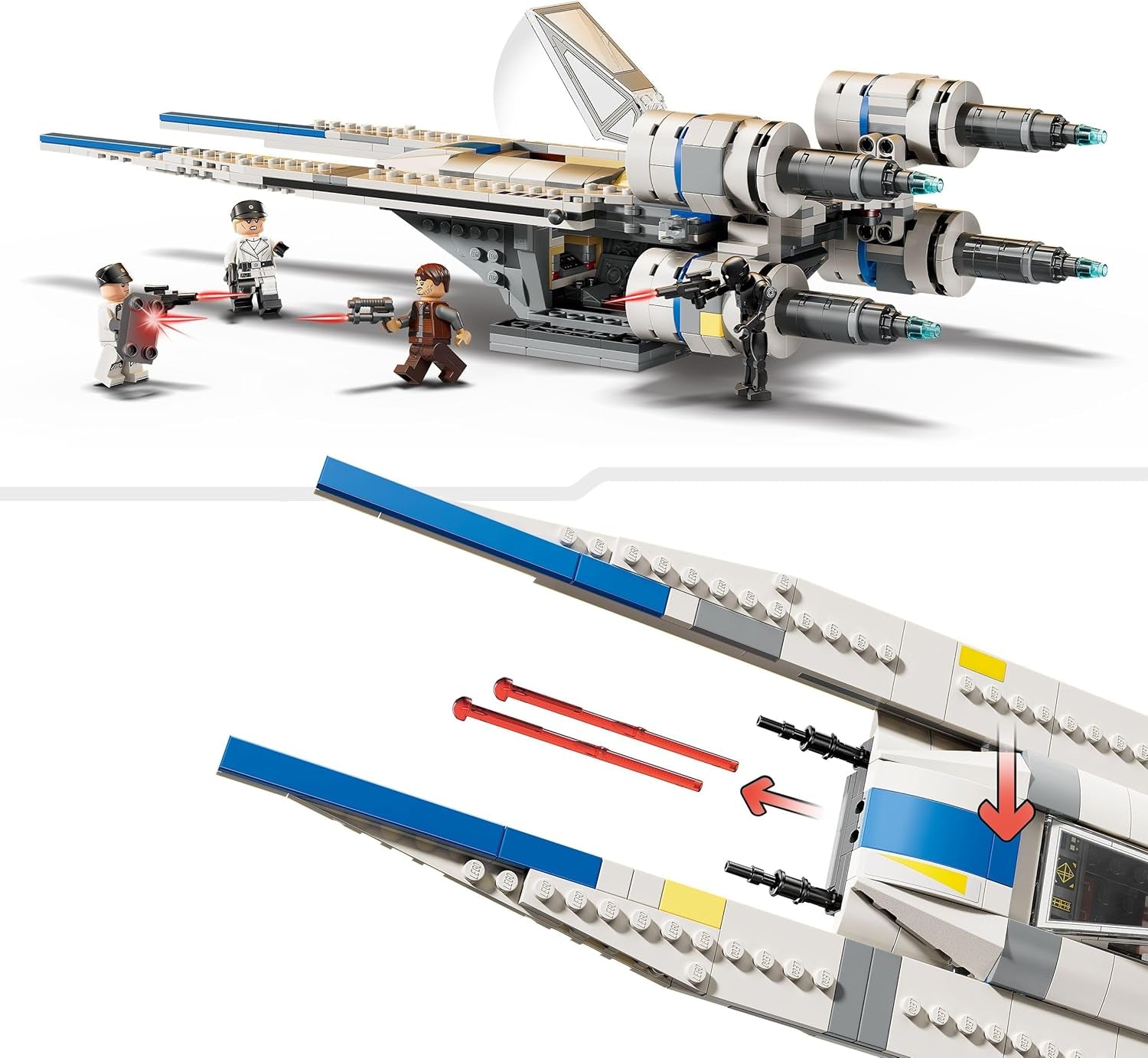 LEGO Star Wars 75399 Rebel U-Wing Starfighter - Juguete con función de ala oscilante y 3 minifiguras, incluidas Cassian Andor y la figura del droide K-2SO - Regalo para niños mayores de 8 años y fanáticos de Andor, temporada 2 Juegos de construcción Beuche den LEGO-Store