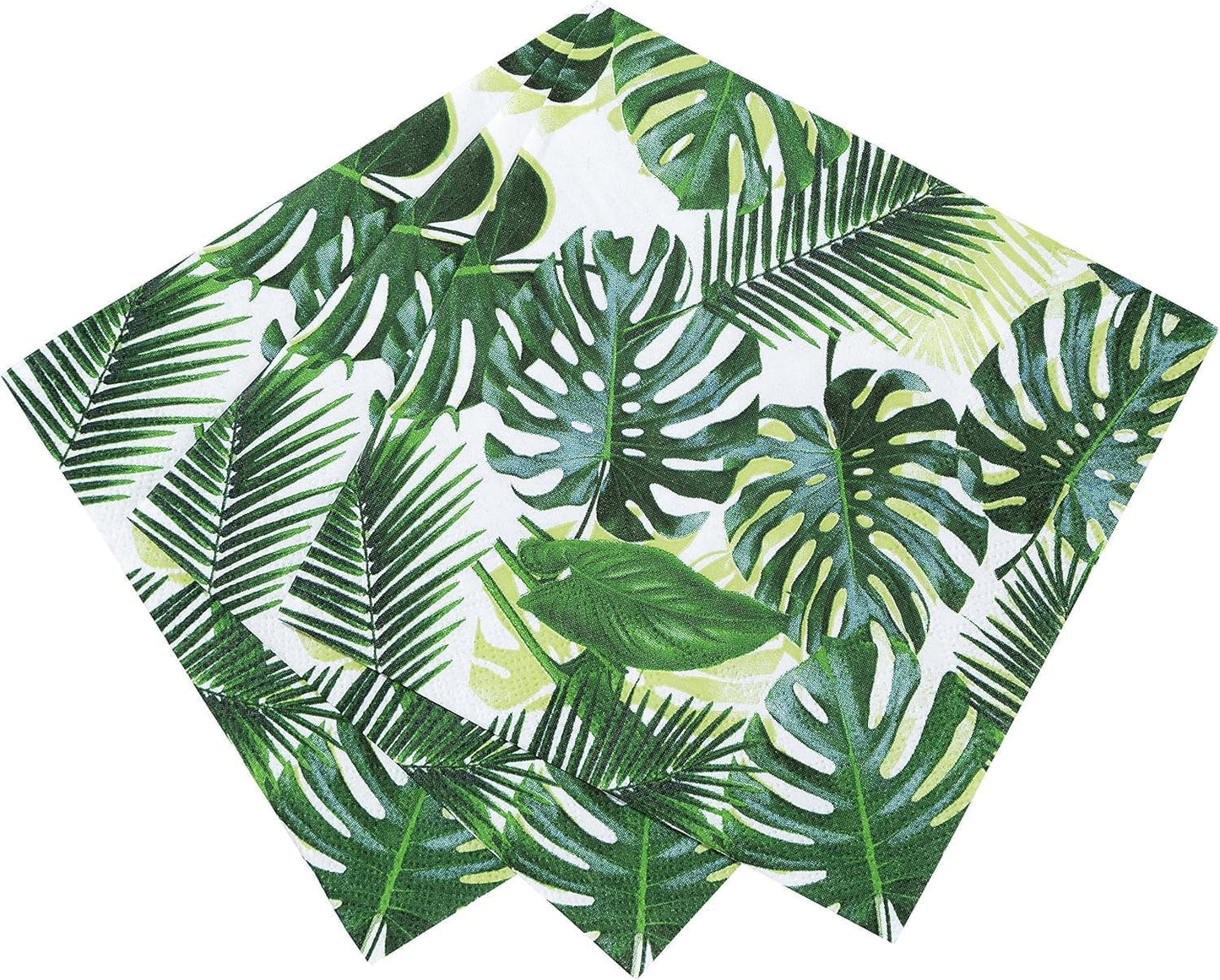 Paquete de 20 Toallitas Tropicales | Servilletas de Papel Verde con Diseño de Hoja de Palma | Vajilla desechable para fiesta infantil, fiesta de safari, jungla, dinosaurio, verano, tema hawaiano