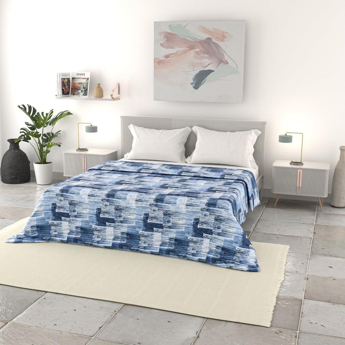 Ropa de Cama Italiana Edredón Básico de Verano, Microfibra Estampada, 250X240Cm, Círculo Edredones y Edredones Naty Shop Tinte 250X240Cm