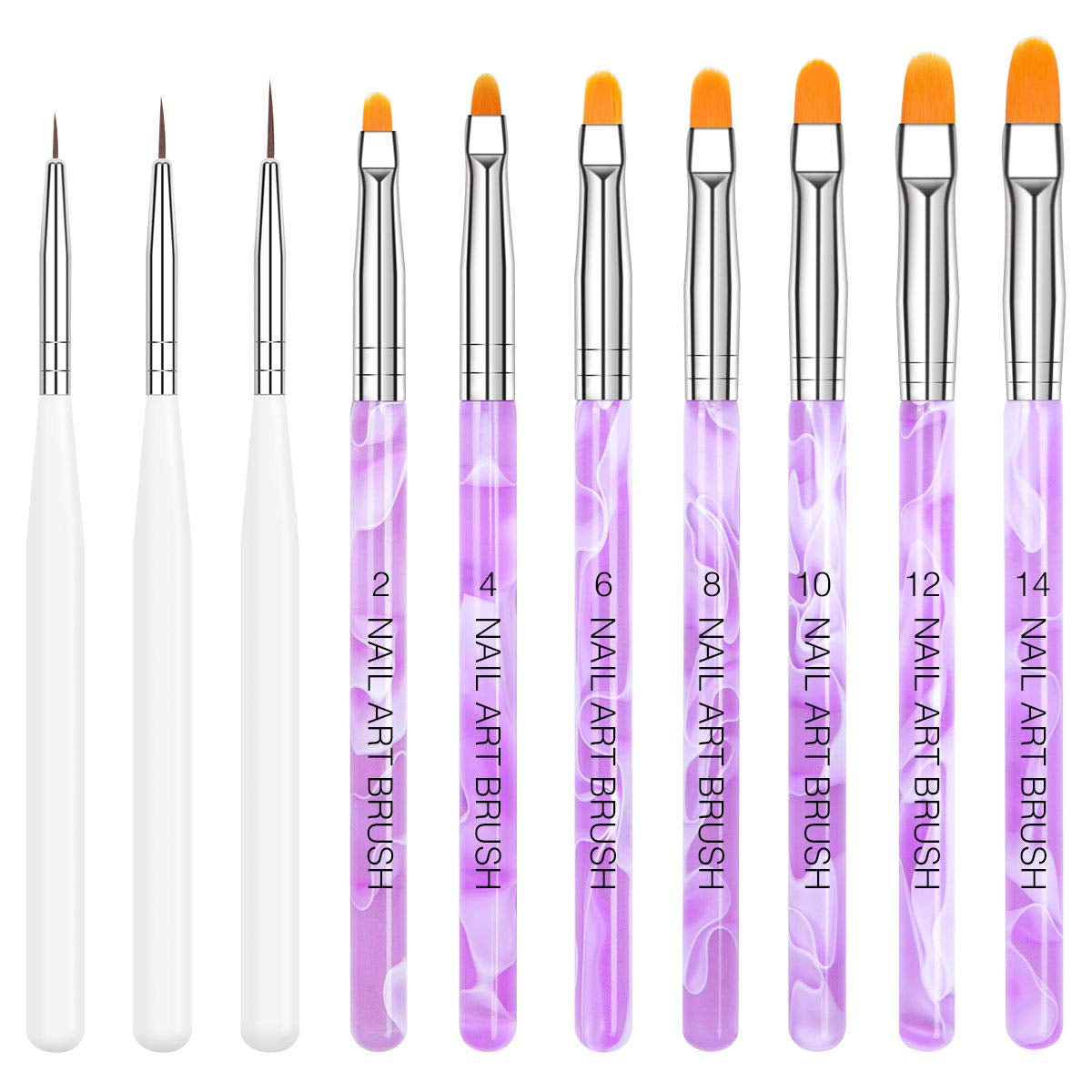 Juego de pinsel de uñas, 10 piezas Gelnägel Pinsel Nagellackstift Acrylpinsel para gel UV Nägel Acrylfingernägel Nailart Maniküre Nageldesign Zubehör