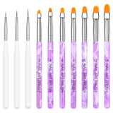 Juego de pinsel de uñas, 10 piezas Gelnägel Pinsel Nagellackstift Acrylpinsel para gel UV Nägel Acrylfingernägel Nailart Maniküre Nageldesign Zubehör