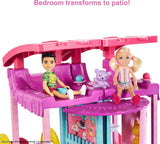 Casa de juegos Barbie Chelsea: 3 pisos transformadores, áreas de juego secretas, ascensor, piscina, tobogán, 2 mascotas y más de 20 accesorios, para mayores de 3 años, HHX44 Naty Shop Casas de muñecas