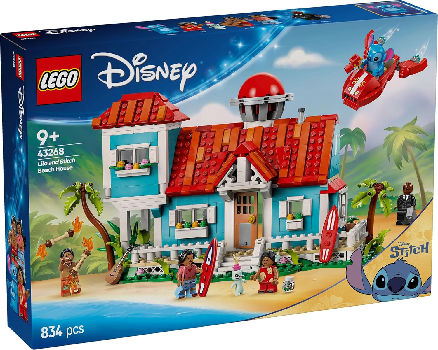 LEGO Ç€ Casa de Playa Disney de "Lilo y Stitch" - Juguete para construir con 6 habitaciones, observatorio, nave espacial y 5 minifiguras - regalo de cumpleaños para niñas y niños mayores de 9 años y fans 43268 Besuche den LEGO-Store juegos de construcción