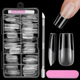 Uñas cortas de cubierta completa, 120 piezas, 12 tamaños, puntas de uñas cortas para uñas de gel, pegamento en uñas artificiales, pegamento en lima de uñas, pulidor de uñas, empujador de cutículas