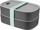 Caja bento doble BergHoff - Leo (juego de fiambrera 19x12,5x9 cm, dos cajas, apto para microondas, cierre hermético, apto para lavavajillas, ideal para snacks / snacks / ensalada) 3950126 Cajas para guardar alimentos Naty Shop Classic