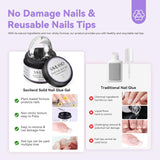 Pegamento sólido para puntas de uñas Saviland: 2 piezas 15G Pegamento para uñas artificiales Pegamento extra fuerte Presione en las uñas Pegamento UV Gel Pegamento para uñas para mujeres Salón en casa DIY Lámpara UV/LED curada