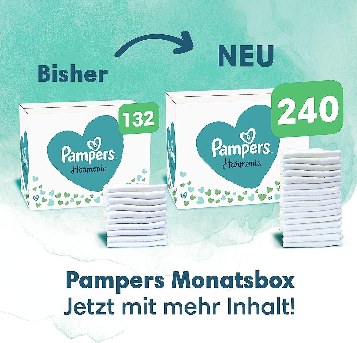 Juego de Pañales para Bebé Harmonie Talla 2 (4-8 kg, 240 Piezas) CAJA MENSUAL y Caja de Toallitas Húmedas para Bebé Harmonie Aqua 720 Toallitas (15 x 48), Baby Essentials