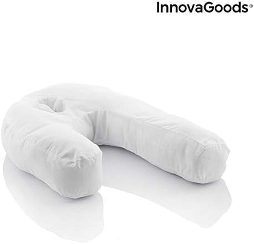 Innovagoods Almohada Ergonómica En Forma De U Para Dormir De Lado, Ideal Para El Embarazo, Favorece La Respiración Tranquila, Reduce Los Ronquidos, Algodón Y Poliéster, Blanco, 39 X 57 X 14 Cm Almohadas Ortopédicas Cervicales Naty Shop