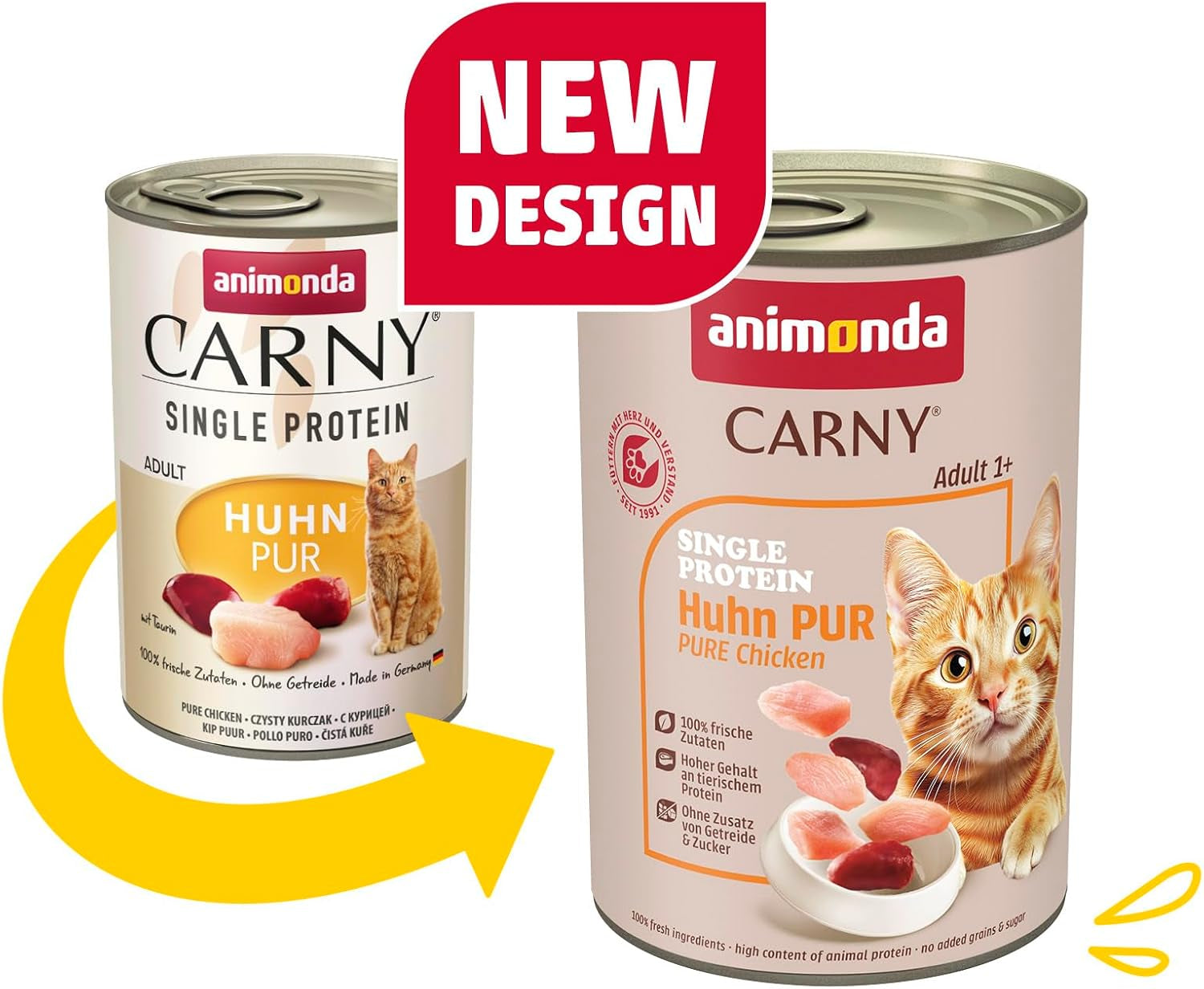 animonda Carny Adult Single Protein Pure Pollo (6 x 400g), comida húmeda para gatos adultos con una única fuente de proteínas, comida húmeda para gatos adultos, sin cereales y sin azúcar
