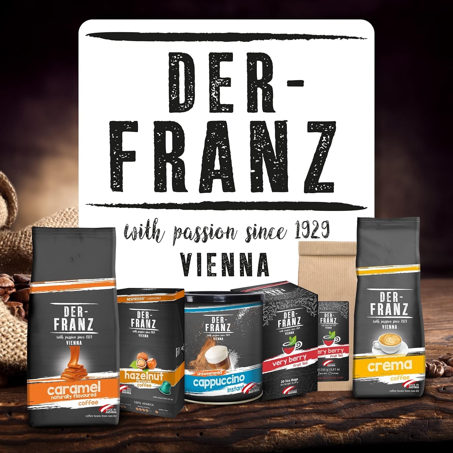 Der-Franz Cápsulas de Café Compatibles con Nespresso, 6 x 10 Cápsulas, Aroma a Caramelo, Tostado Medio