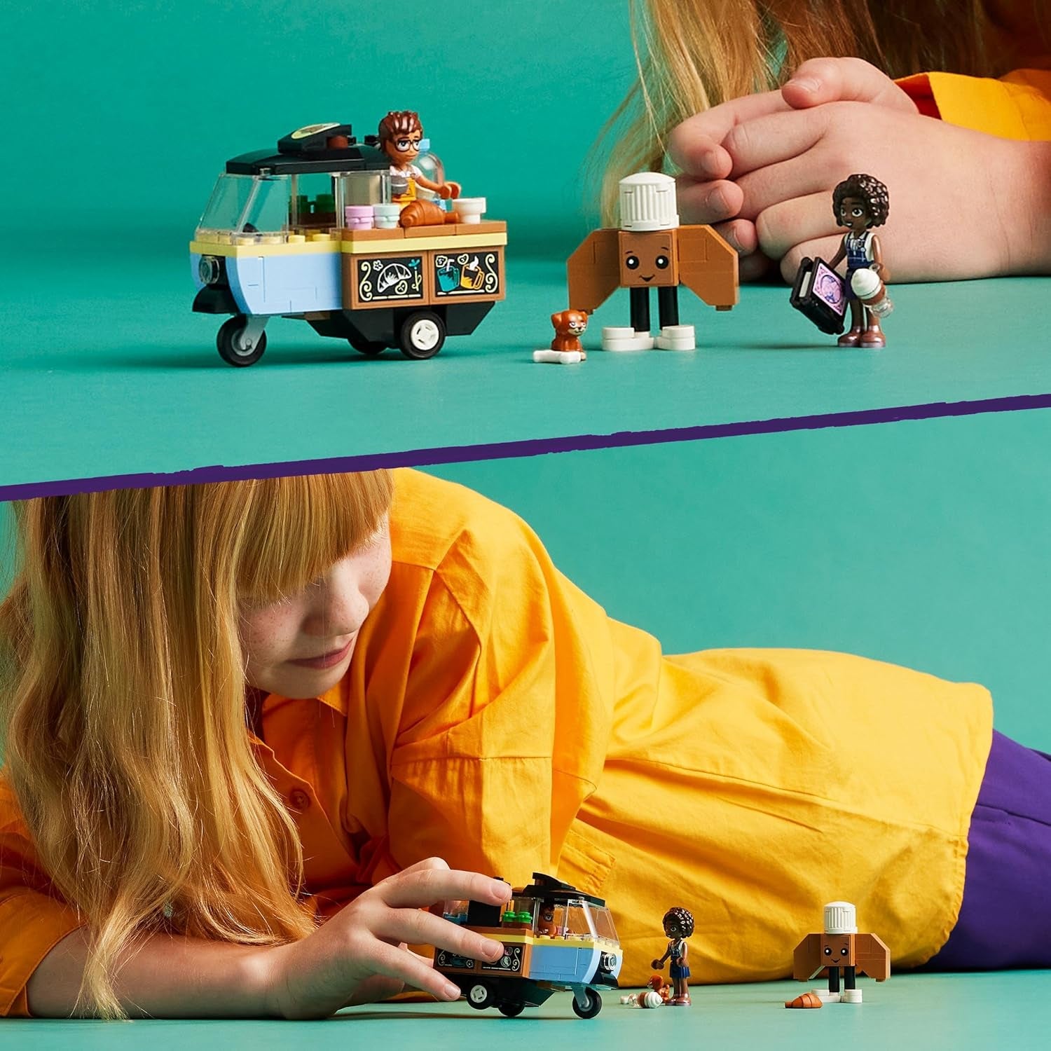 LEGO Friends Rolling Café Juguete pequeño para hornear para niños, regalo para niñas y niños a partir de 6 años, juguete educativo con la perra Aliya, Jules y Aira 42606 Juegos de construcción Beuche den LEGO-Store
