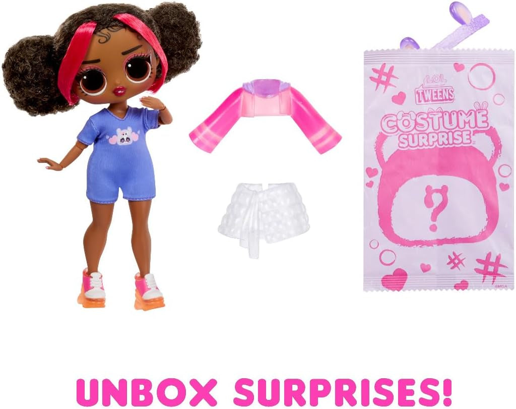 Jajaja ¡Sorpresa! Disfraz de preadolescente, aros sorpresa, linda muñeca de moda con disfraz inflable de panda morado y muchas sorpresas, incluida moda y accesorios geniales: ideal para niños a partir de 4 años