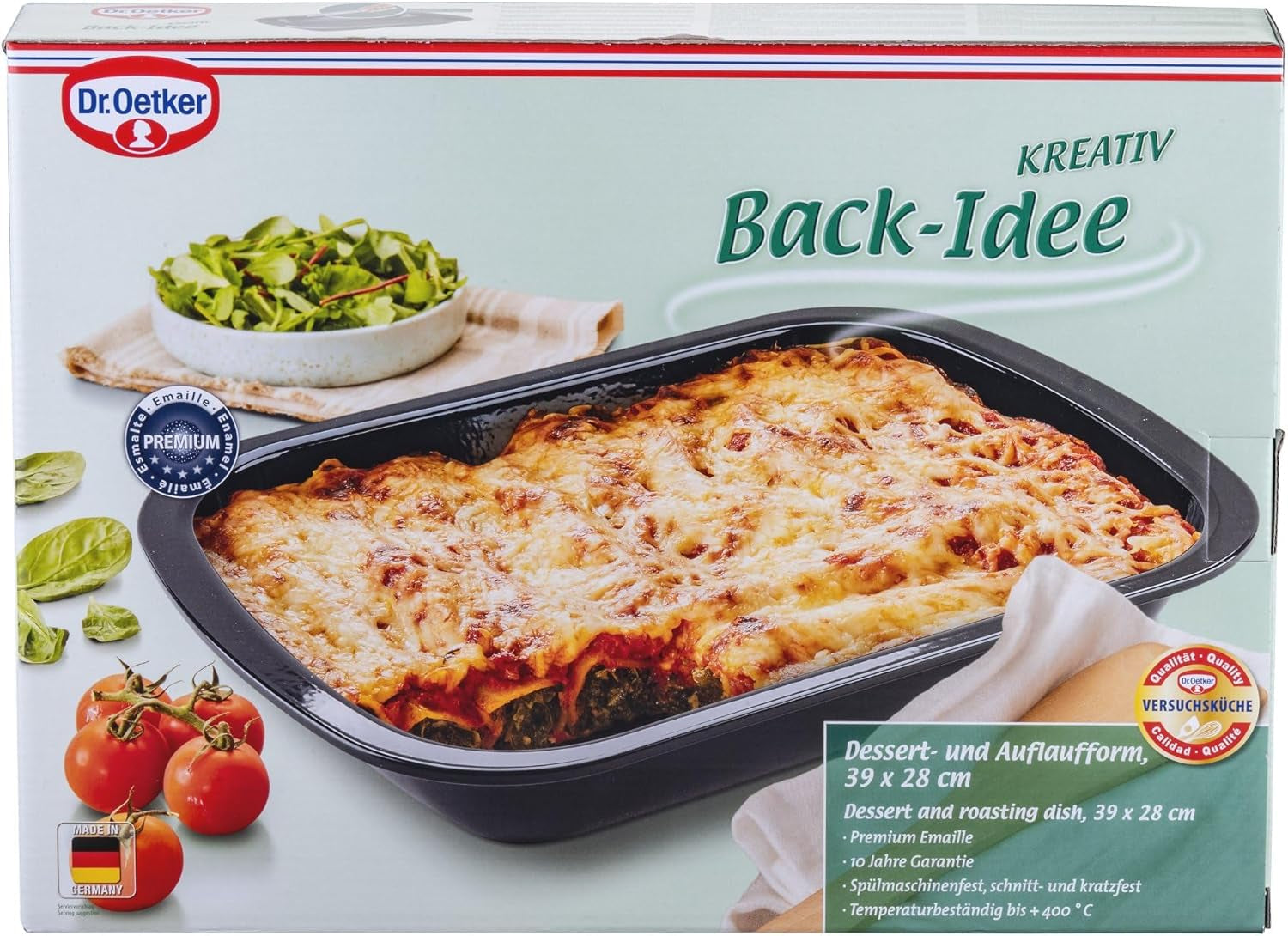 Dr. Oetker Back-Idee Kreativ Dessert- Und Auflaufform Aus Esmalte, 39,5 X 28 X 6,5 Cm– Hitzebeständig Bis 400°C, Schnittfest, Kratzfest, Induktionsgeeignet, Schwarz Moldes y bandejas para hornear Naty Shop