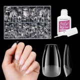 Uñas postizas cortas bailarina 500 Uds pegamento en 12 tamaños uñas artificiales Gel suave corto cobertura completa puntas de uñas para uñas de Gel cortas S