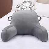 Almohada de lectura, almohada de descanso en cama para adultos y niños, cómoda almohada de terciopelo con reposabrazos, bolsillos y asa para sentarse en la cama, almohada de espalda para leer, estudiar y mirar televisión