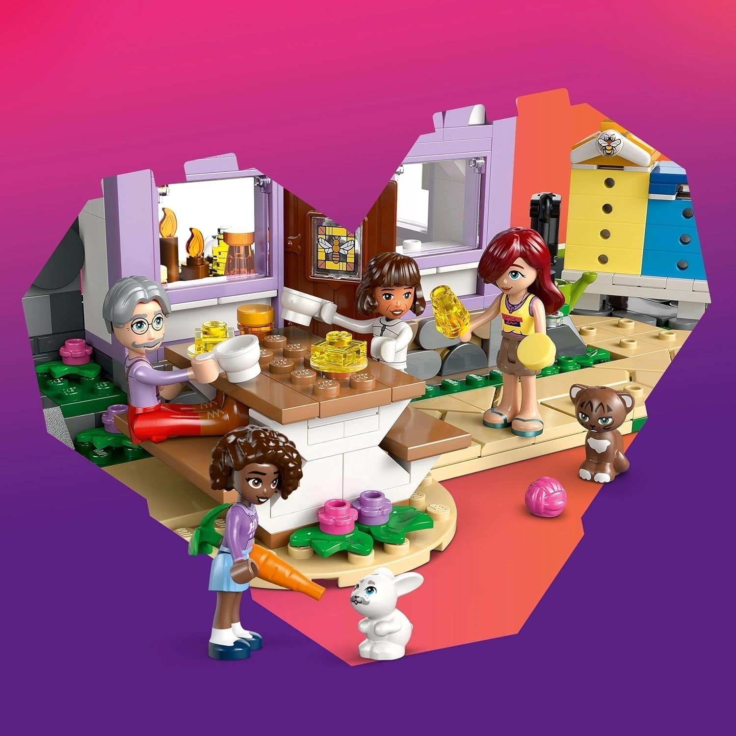 LEGO Friends Casa y jardín de flores Set de construcción El Apicultor Set de juego natural Regalo para niñas mayores de 12 años Set de modelos para construir 4 minifiguras y figuras de animales Gato y conejo 42669 Juegos de construcción Besuche den LEGO-Store