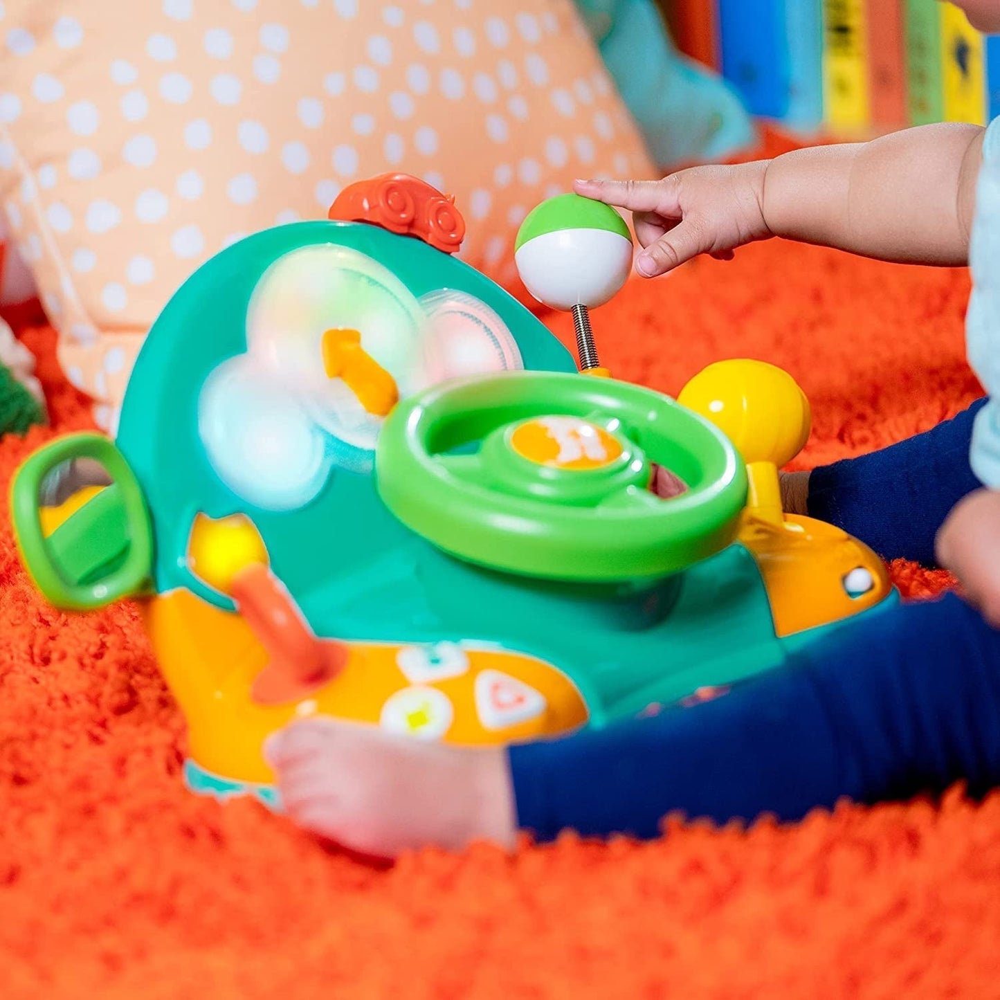 Bright Starts, volante de juguete, Lights & Colors Driver, con música, ruidos de auto, intermitentes, palanca de cambios y más Bebe Naty Shop Toys