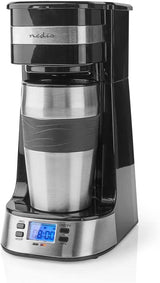 NEDIS Espressor - Café filtrado - 0,4 l - 1 taza - Temporizador - Negro / Plata