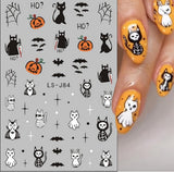 Nagelsticker Halloween, 8 Blätter Halloween Nagelsticker, Kürbis Nail Sticker, Nail Art, Nagel Charms, Nagel Zubehör, Nageldesign, Navidad (Typ A)
