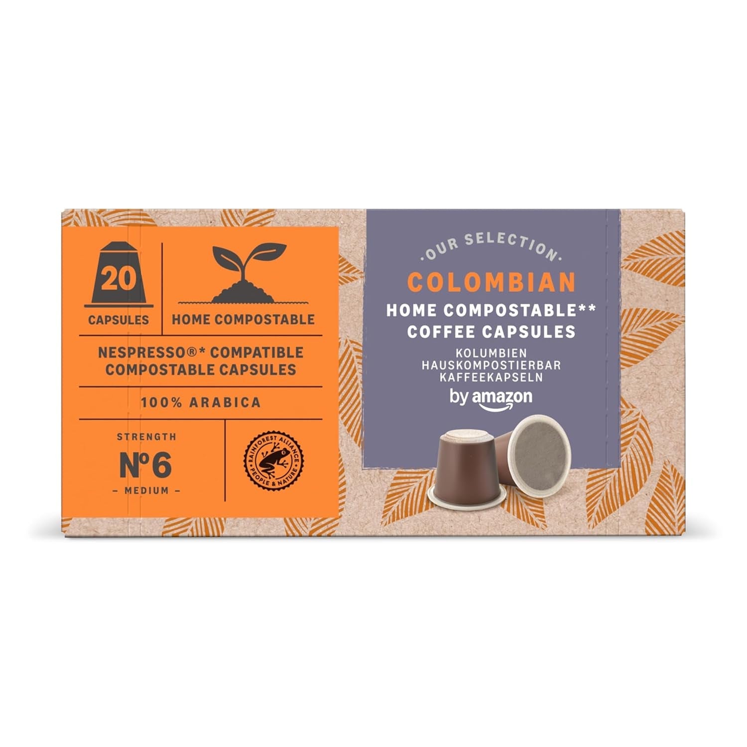 Por Amazon Heimkompostierbare Kaffeekapseln, kompatibel mit Nespresso, 100 % kolumbianischer Arábica, 20 Stück – Rainforest Alliance-zertifiziert