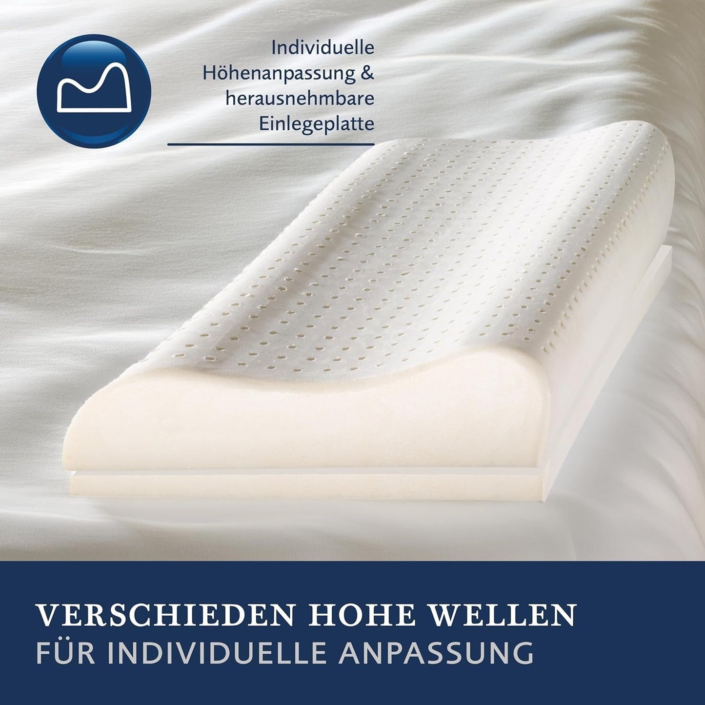 Billerbeck Pillow S20 Latex - Almohada para el cuello en 40 X 80 Cm - Almohada de soporte para el cuello con núcleo de látex suave, almohadas estándar blancas Naty Shop