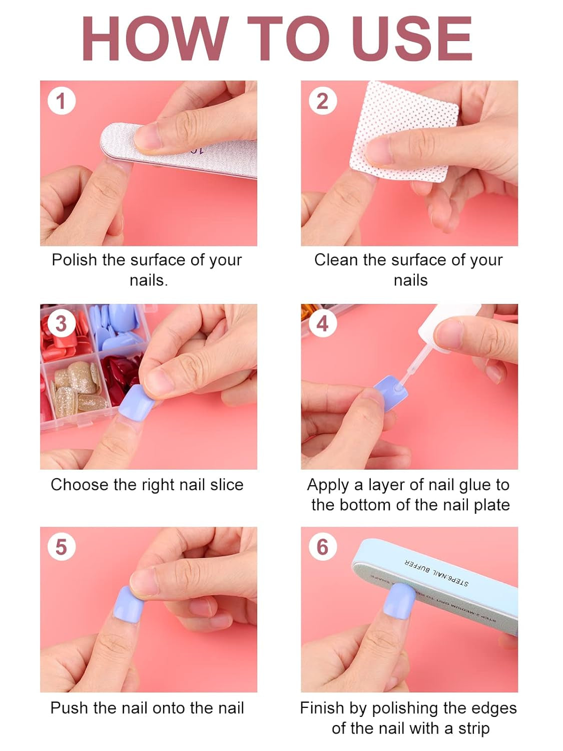 EBANKU 576 uñas cortas con pegamento para uñas, 12 colores de uñas artificiales cortas mate, 8 uñas artificiales cortas brillantes, 4 uñas artificiales con purpurina
