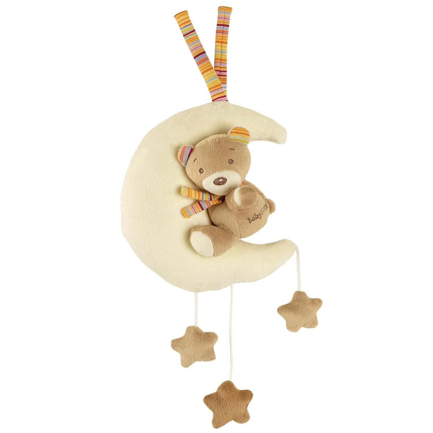 Caja de música Fehn bebé elefante en la luna - bordado "Brilla en la oscuridad" con la canción "La luna ha salido" - peluche para conciliar el sueño - juguete para niños de viaje y en casa - a partir de 0 meses Bebe Naty Shop Teddy in the Moon