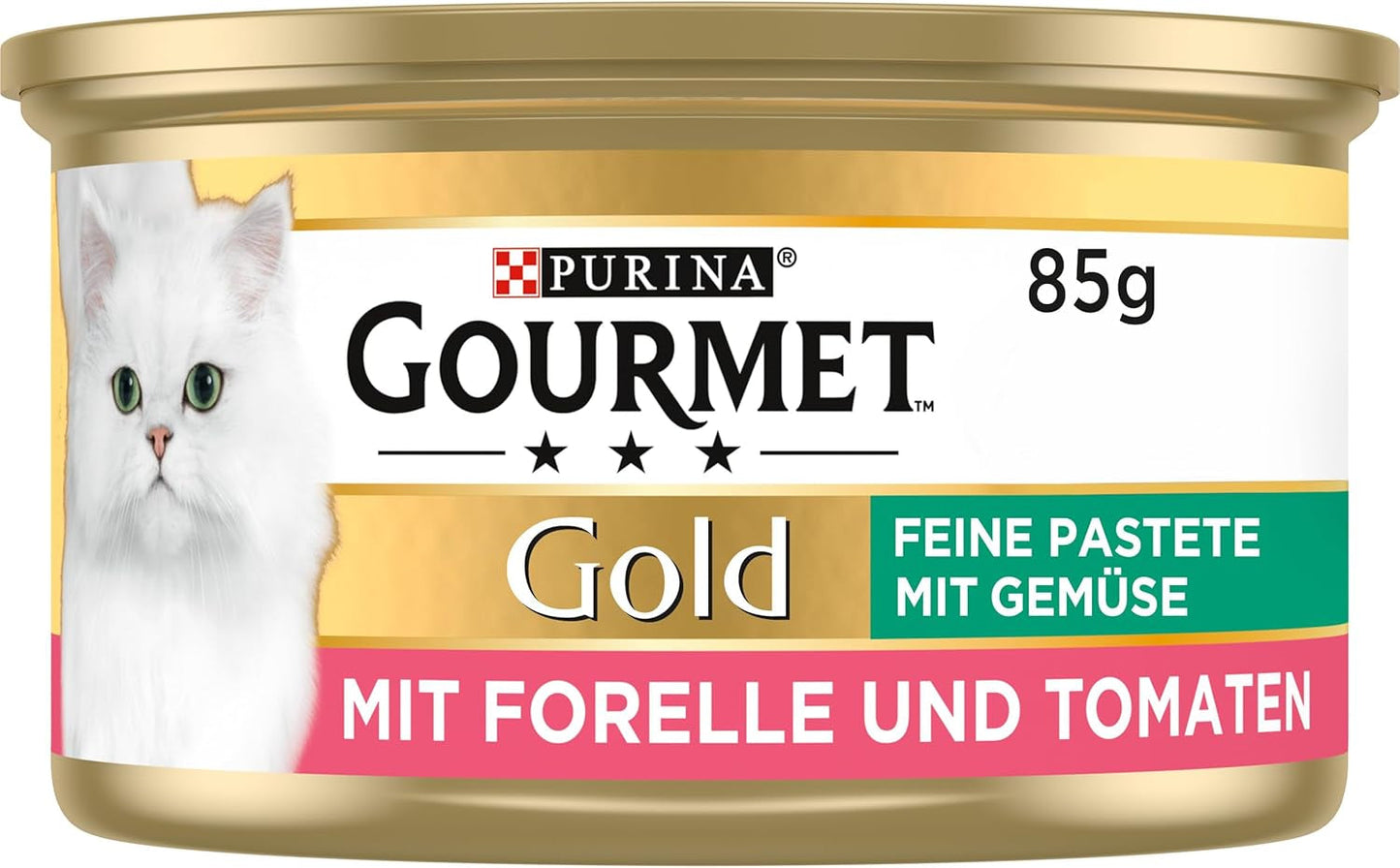 Fine Paté Gourmet Gold con Verduras, Comida Húmeda para Gatos con Trucha y Tomate, Paquete de 12 (12 x 85 g)