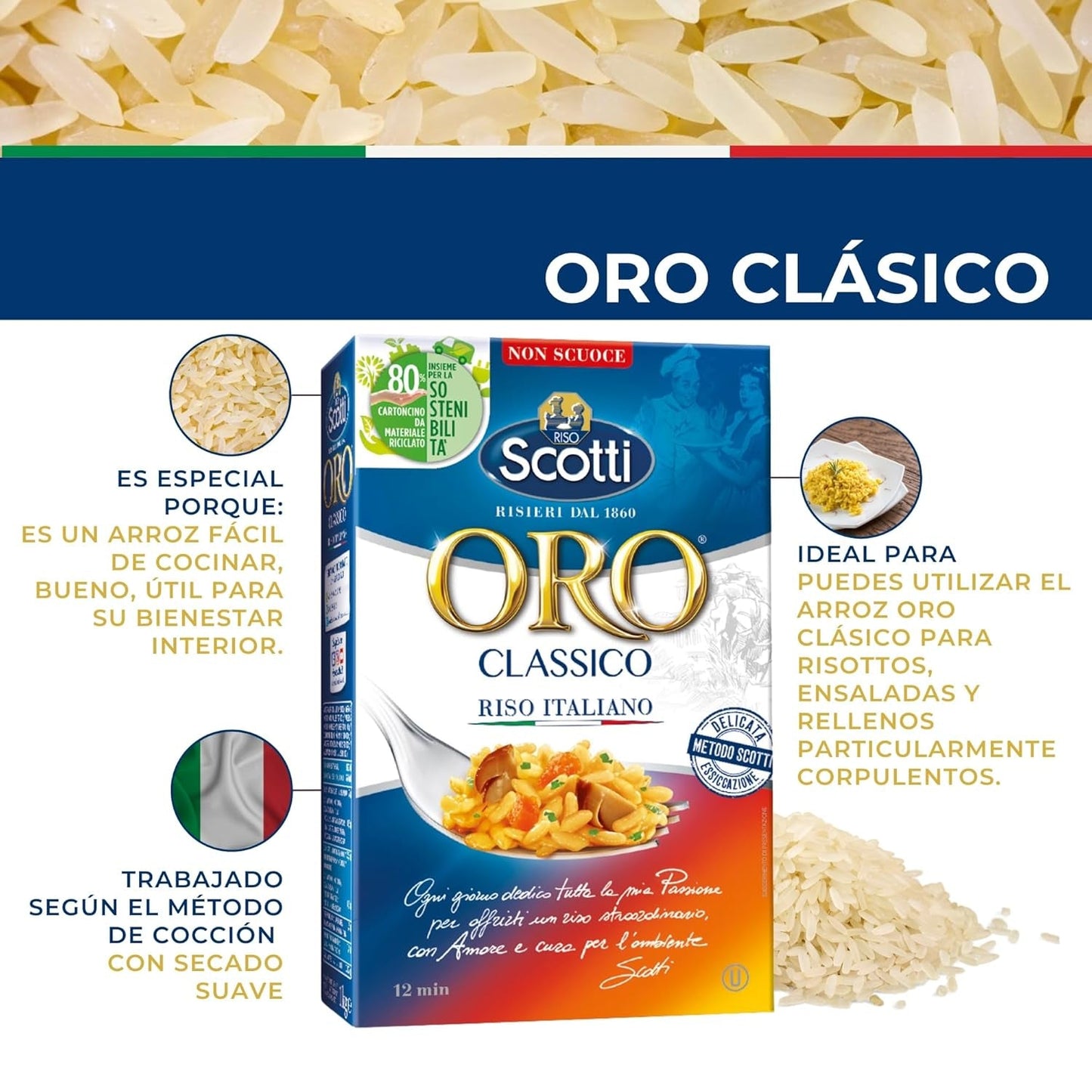 ORO Classico 1 kg arroz precocido italiano