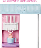 Barbie Serie You Can Be Anything, Heladería, 1 muñeca Barbie de pelo rubio, Máquina de helados, Barbie Play-Doh, Accesorios para hornear, Regalo para niños, Juguete a partir de 3 años, HCN46
