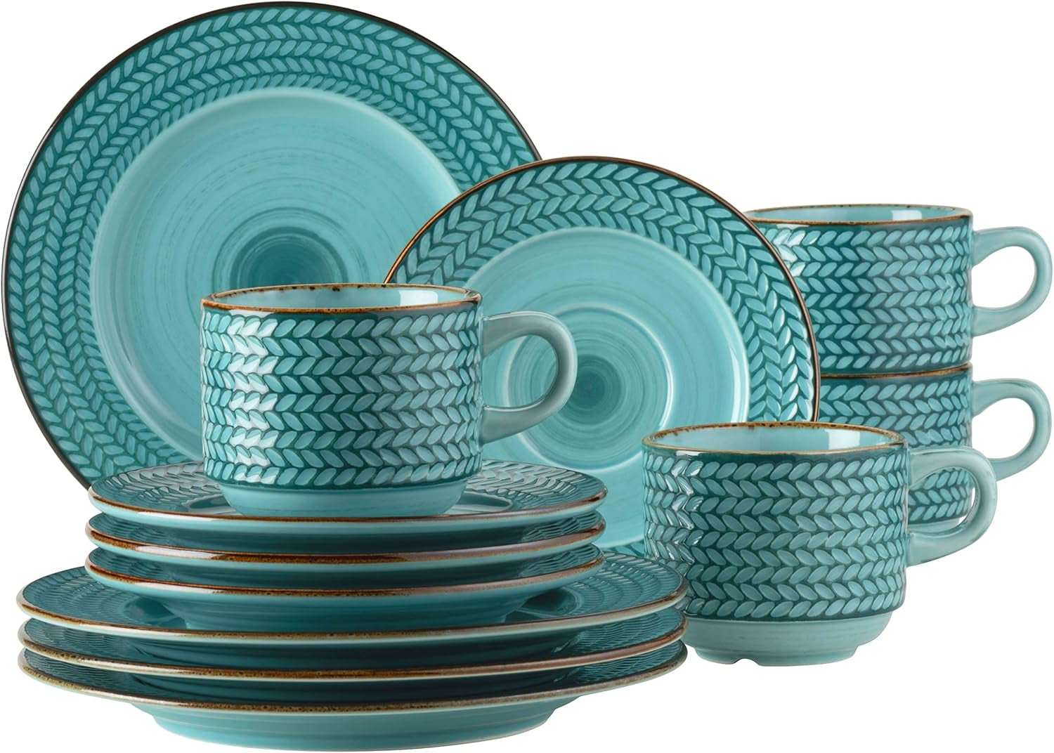 Prospero Juego de café Premium para 4, Calidad de Restaurante, Servicio de café Moderno de 12 Piezas en un Estilo Vintage único, Porcelana Duradera, Azul