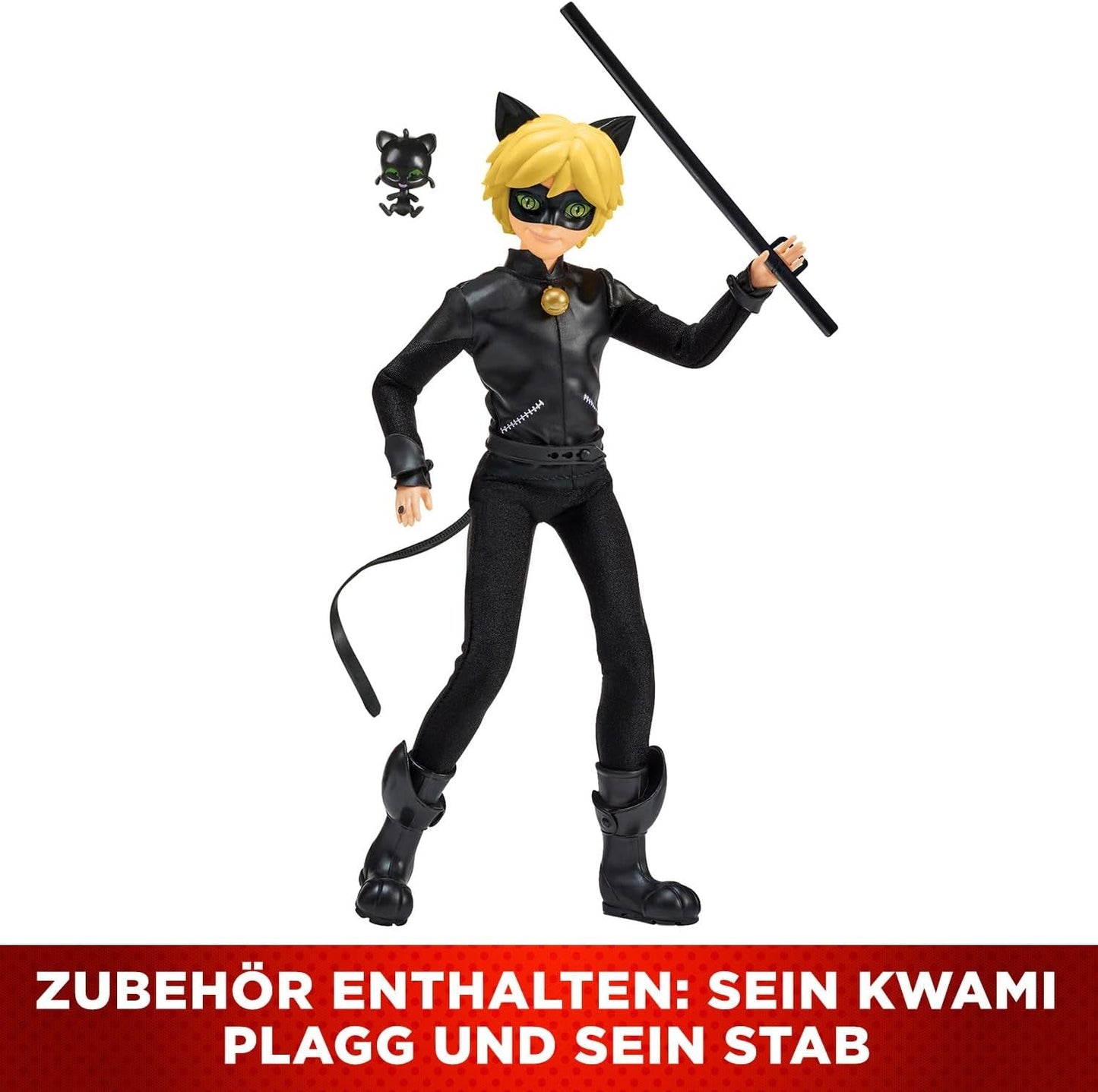 BANDAI - Miraculous Ladybug - Muñeca Maniquí 26cm - Motan Noir - Licencia Oficial Miraculous - Muñeca Articulada Motan Noir - Juguete a partir de 4 años - P50002