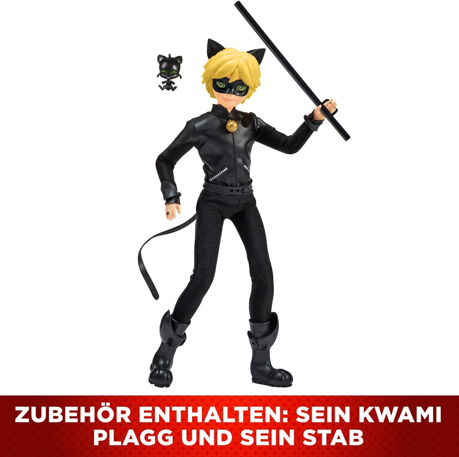 BANDAI - Miraculous Ladybug - Muñeca Maniquí 26cm - Motan Noir - Licencia Oficial Miraculous - Muñeca Articulada Motan Noir - Juguete a partir de 4 años - P50002