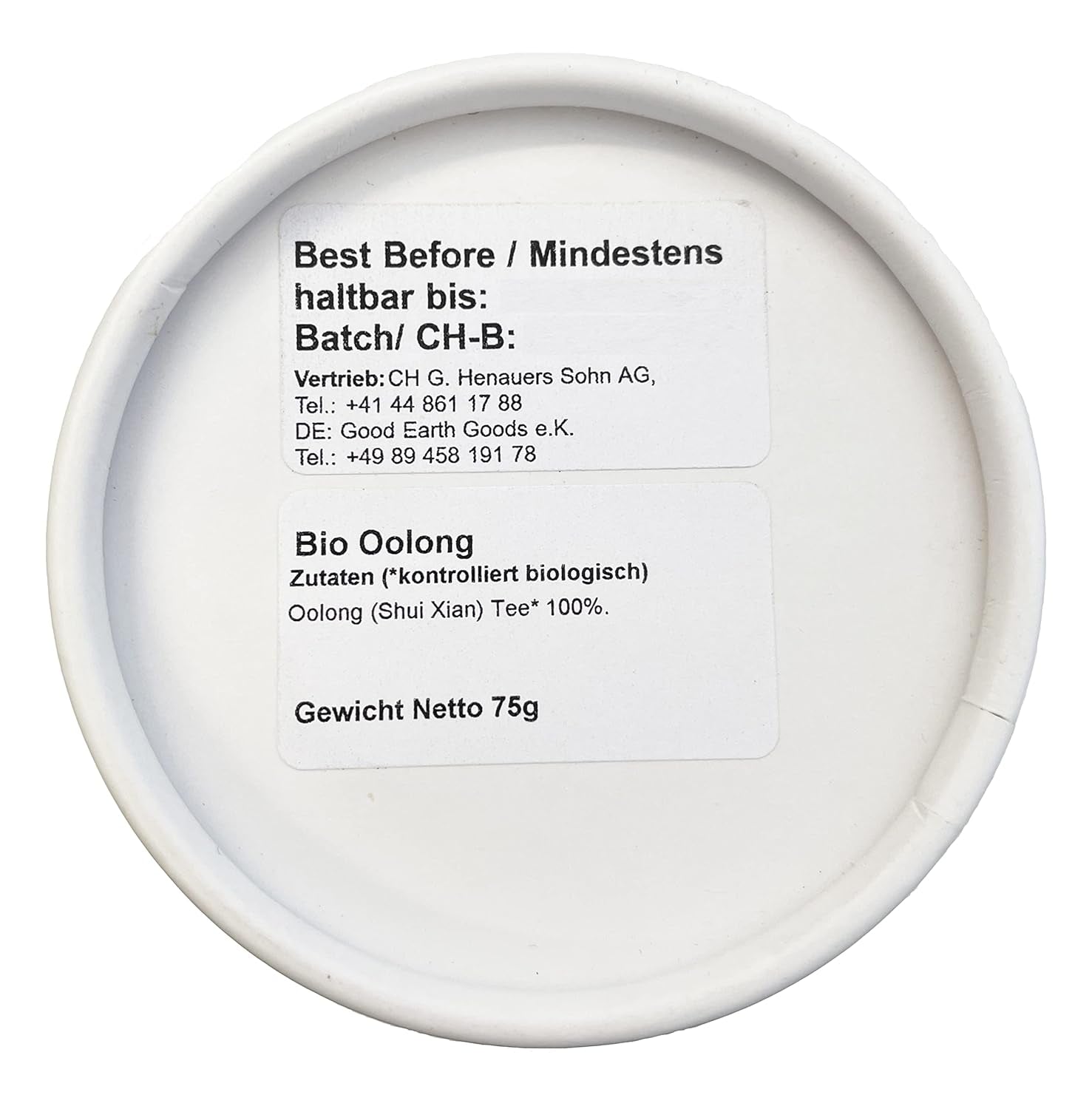 Oolong orgánico (Shui Xian), paquete de 1 (1 x 75 g)