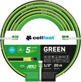 Manguera de jardín Cellfast GREEN ATS2, duradera, flexible, 5 capas, trenza cruzada ATS2, resistente a los rayos UV y a las algas, libre de metales pesados, 30 bar, -20/+60°C a corto plazo, 3/4", 20m