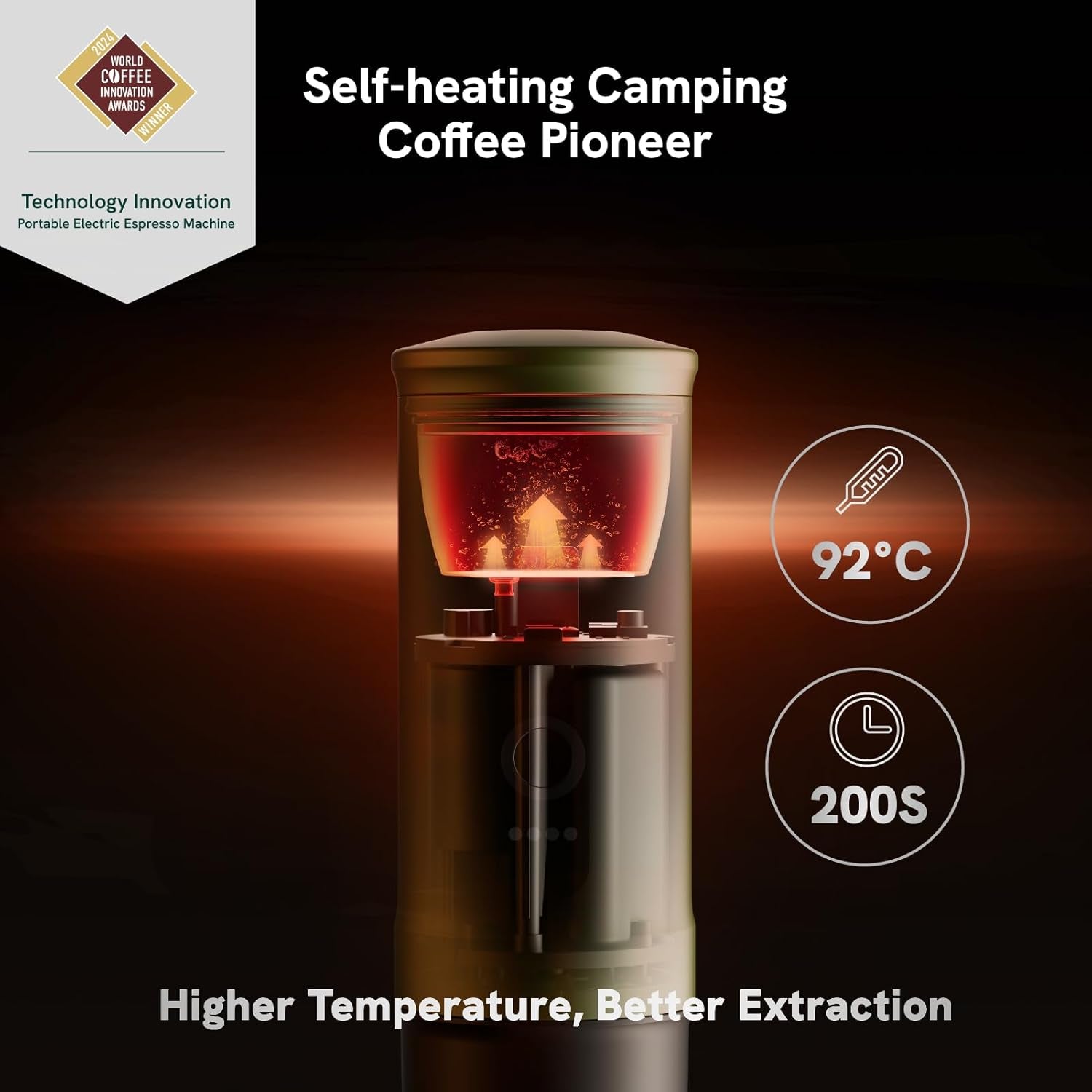 OutIn Nano Cafetera Eléctrica Portátil, Cafetera para Camping, Autocalentamiento USB-C, Compatible con Café Molido y Cápsulas NS