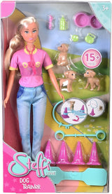Simba Steffi Love Dog Trainer, muñeco de juguete como adiestrador de perros con curso de adiestramiento, 3 perros y accesorios, 29 cm, a partir de 3 años