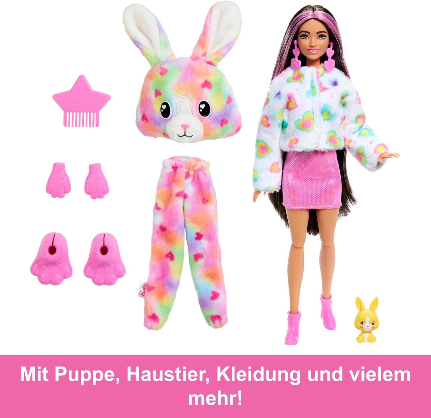 Muñeca Barbie Cutie Reveal y accesorios, conjunto de felpa de conejita Batik y 10 sorpresas que cambian de color, serie Color Dream, HRK38 Naty Shop Dolls