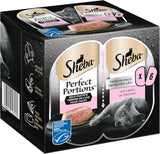 Paté SHEBA Perfect PORTIONS para gatos con salmón, certificado MSC, 8 x 3 x (2 x 37,5 g) = 225 g (el embalaje se actualizará)