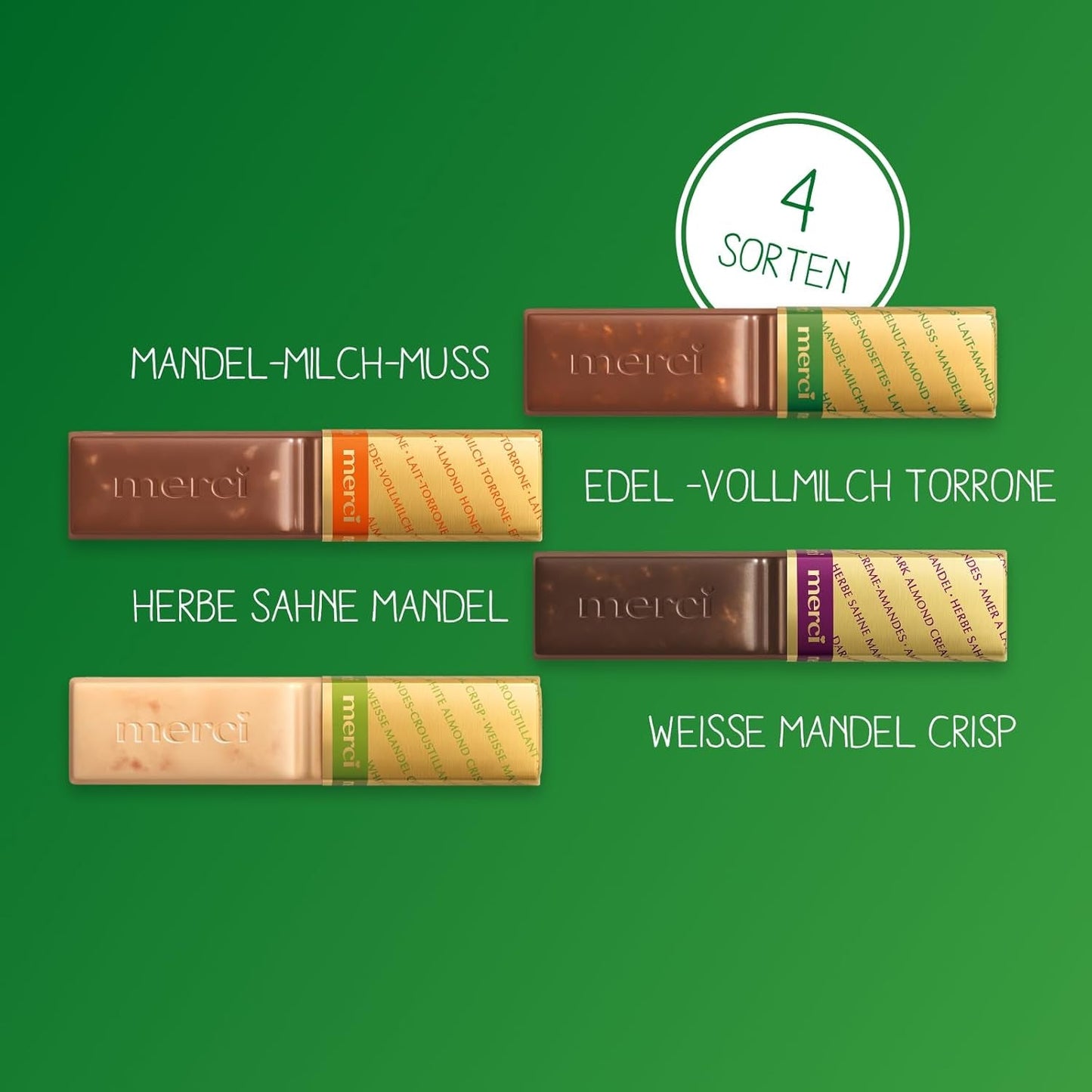 merci Finest Selection Almond Crunch Variedad – 1 x 250 g – Especialidades refinadas con nueces y chocolate – Bombones rellenos y sin relleno