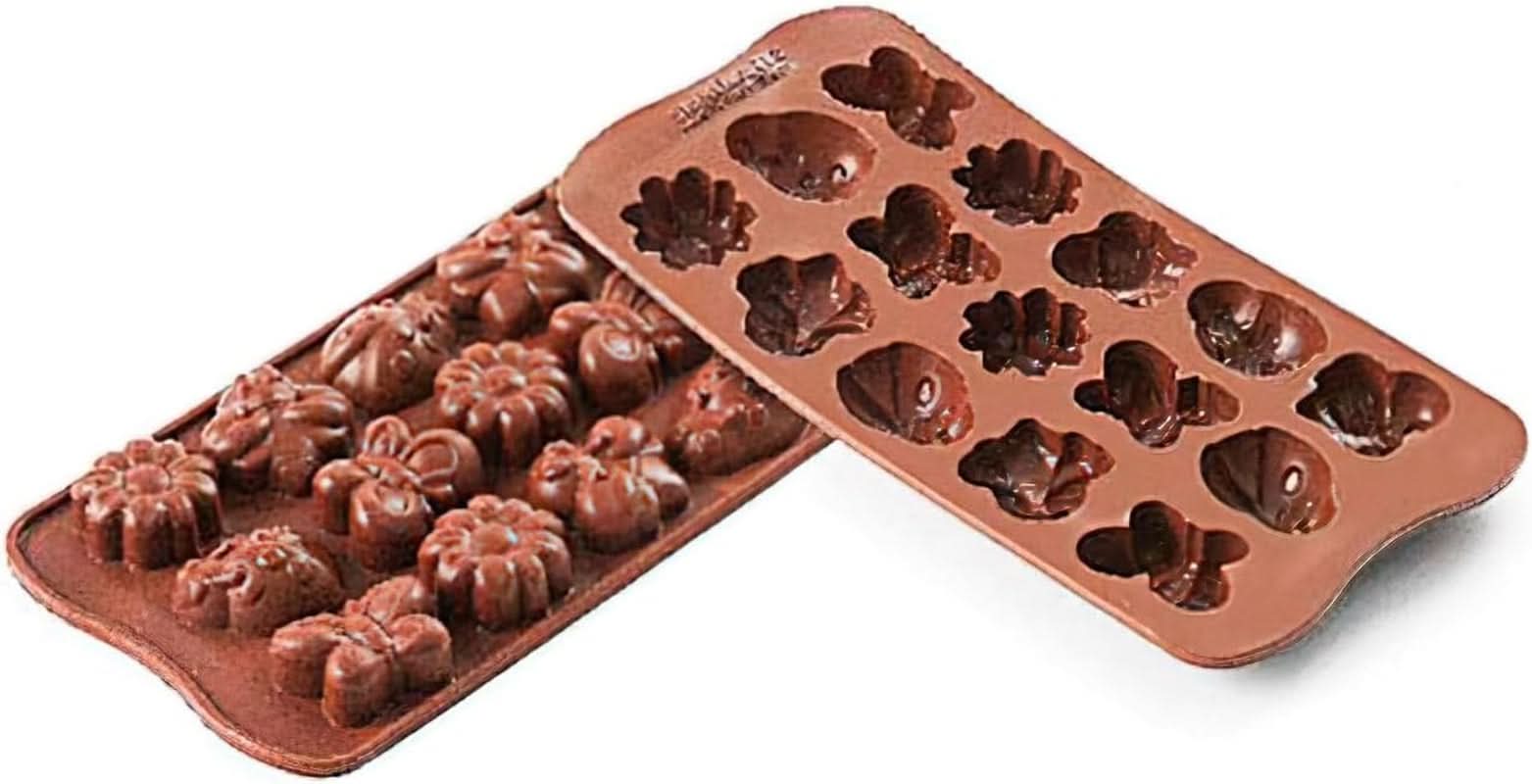 Silikomart 199199, molde para chocolate, modelo Spring, 15 bombones, Marrón Cocina Naty Shop