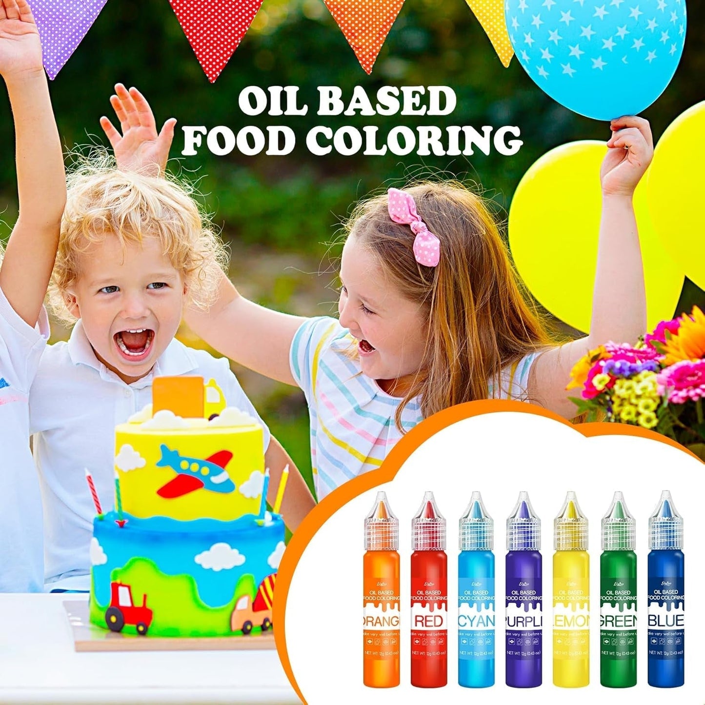 Colorante alimentario soluble en grasa - Colorante alimentario a base de aceite en colores del arcoíris para chocolate, dulces, pasteles, repostería - Colorante alimentario concentrado para decorar tartas, crema de mantequilla, fondant - 12 g cada uno