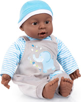 Bayer Design 94001AH Muñeco Bebé Interactivo, Niño, Habla, Cuerpo Blando, 40cm, Cuero Oscuro, Azul