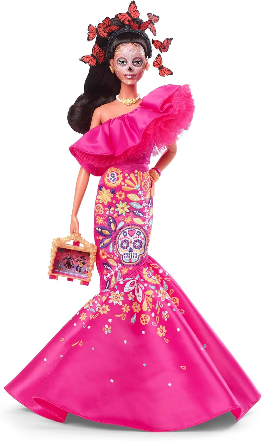 Muñeca Barbie del Día de los Muertos - Edición limitada con vestimenta tradicional y joyería, incluye soporte y certificado de coleccionista, para coleccionistas y fanáticos de 6 años en adelante, HJX14
