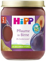 HiPP Ciruelas Ecológicas con Sabor a Pera (6 x 160g), a partir de 5 meses, sin azúcares añadidos, sabor a fruta especialmente intenso, de la mejor calidad ecológica.