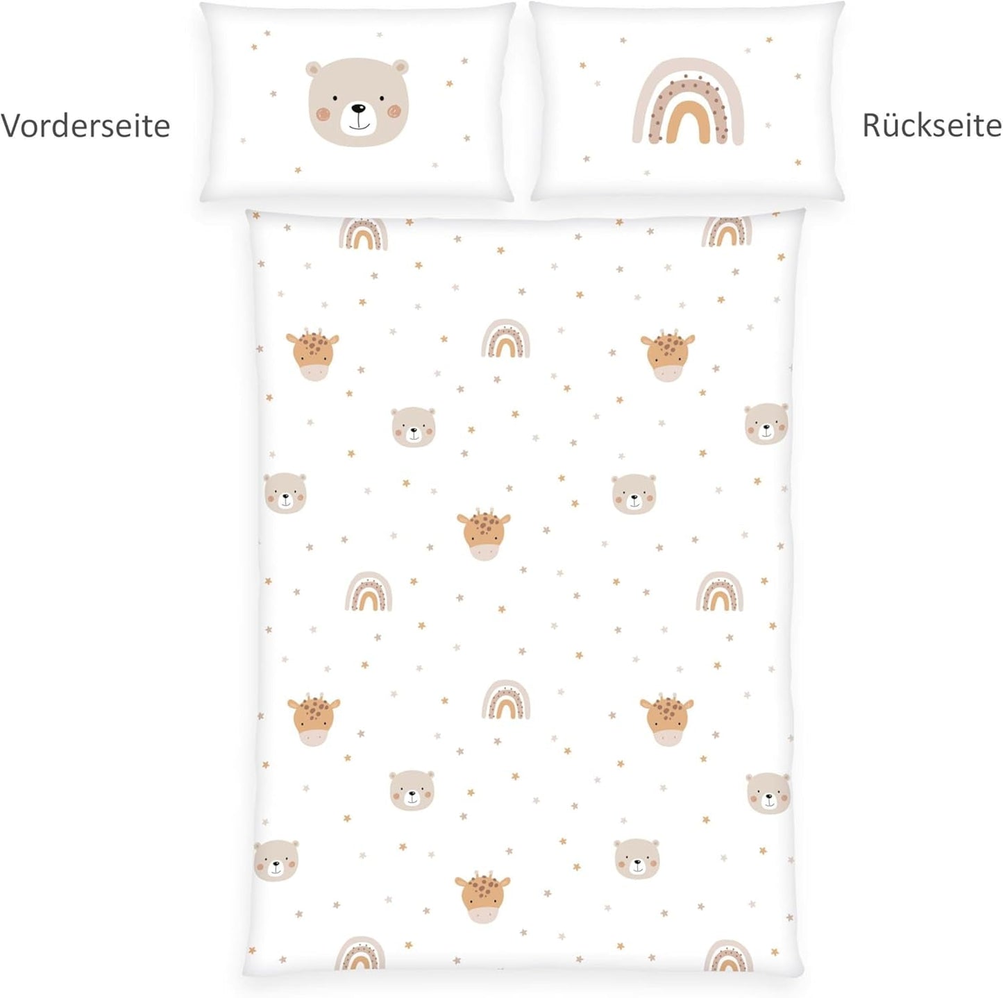 Pastoreo Babybest Little Friends Winterbettwäsche, Kopfkissenbezug 40 X 60 Cm Mit Hoteleinschlag, Bettbezug 100 X 135 Cm, Mit Zwißwerfer, 100% Baumwolle/Flannel, Weiß, Twin Naty Shop