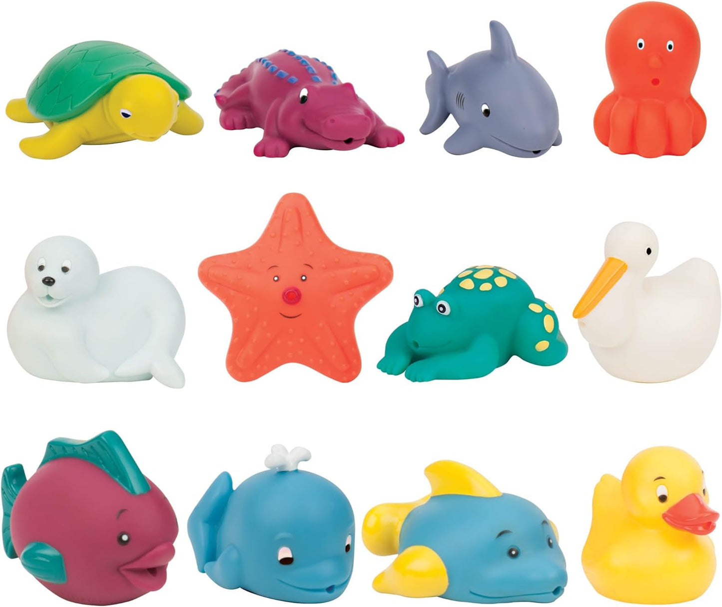 Battat Juguete de Baño 12 Piezas Juguete de Baño Bebé Animales Acuáticos - Compañeros de Baño para Bebé 10 Meses - Juguete de Baño Pato y Más Juguetes Bebe Naty Shop