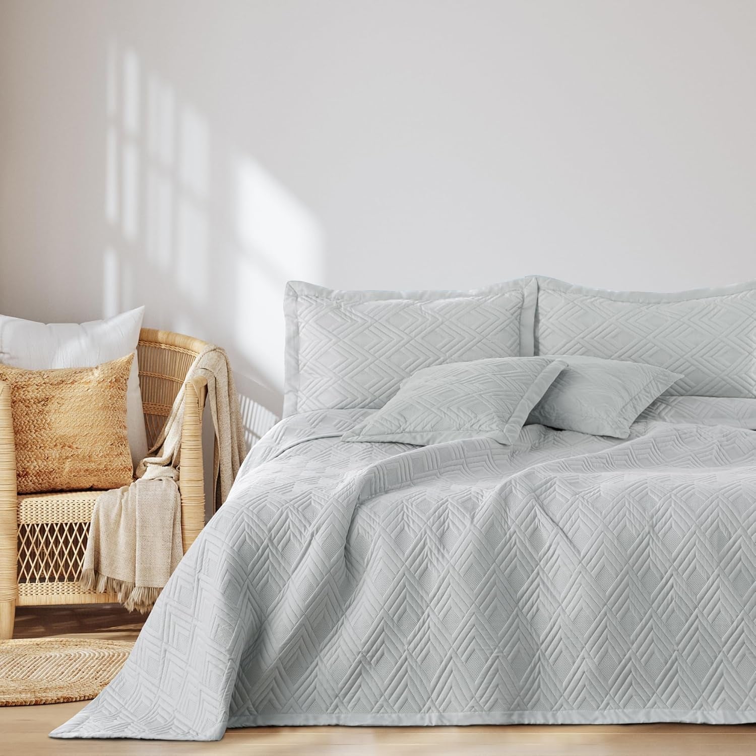Ameliahome Colcha 170X210 Cm Colcha De Doble Cara Acolchado Ultrasónico Poliéster Ophelia Camas Y Mantas Verde Oscuro Besuche den AmeliaHome-Store Ophelia Plata 170X210 Cm